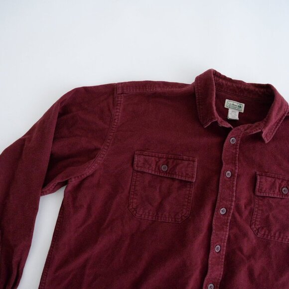 Vintage L.L. Bean Maroon Heavyweight Thick Cotton Button Up Outdoor Shirt 2XLT - Picture 9 of 10